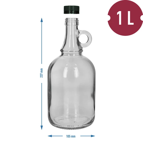 Bottiglia Gallone 1L senza intreccio, con tappo a vite - 4