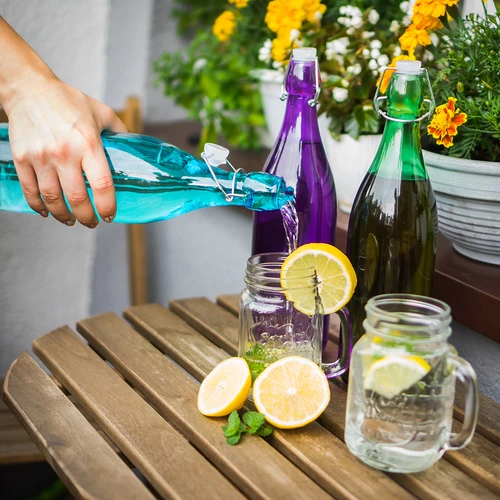 Bottiglia in vetro da 1 L con chiusura ermetica - in vari colori - 5