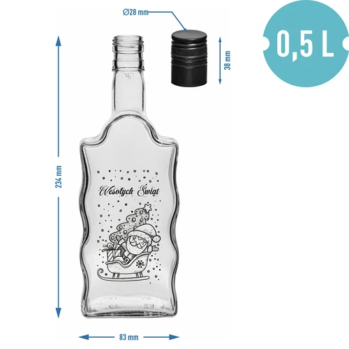 Bottiglia Klasztorna 500 ml con tappo, stampa 'Babbo Natale', 1 pz. - 5