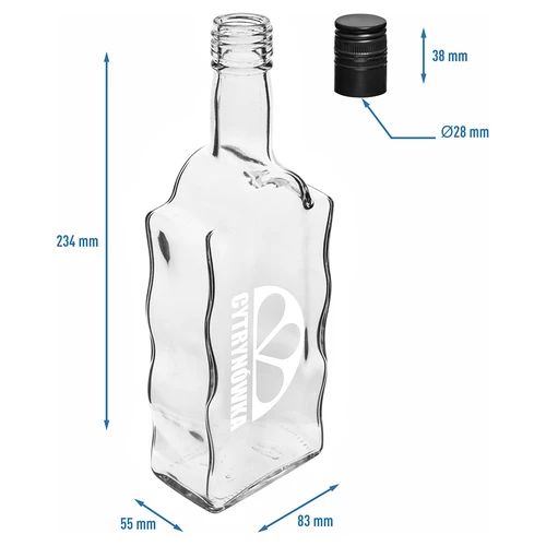 Bottiglia Klasztorna 500 ml con tappo a vite e stampa “Cytrynówka” modello 2 - 5