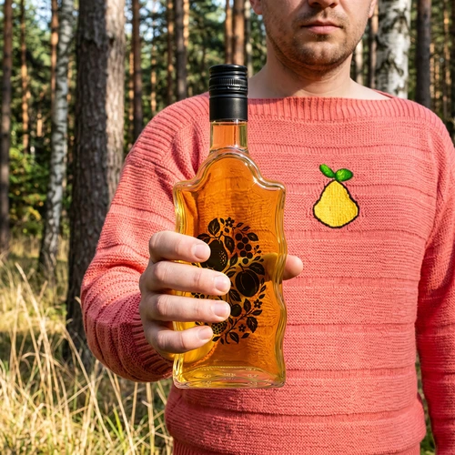 Bottiglia Klasztorna 500 ml con tappo a vite e stampa “Frutti” modello 1 - 8
