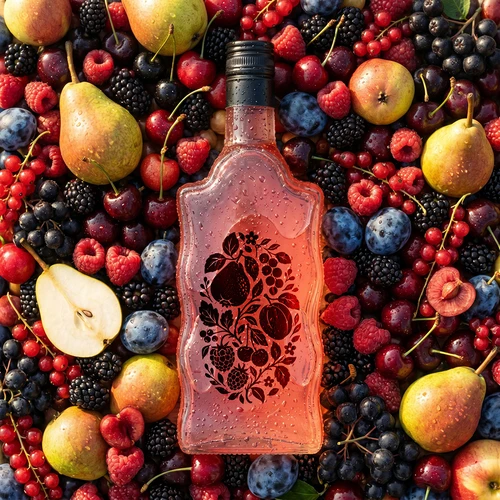 Bottiglia Klasztorna 500 ml con tappo a vite e stampa “Frutti” modello 1 - 6