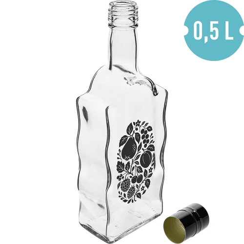 Bottiglia Klasztorna 500 ml con tappo a vite e stampa “Frutti” modello 1 - 2