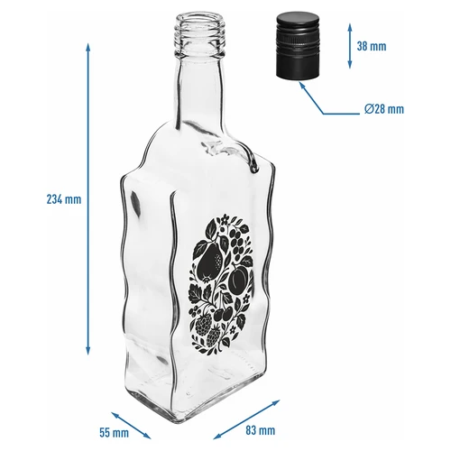 Bottiglia Klasztorna 500 ml con tappo a vite e stampa “Frutti” modello 1 - 5