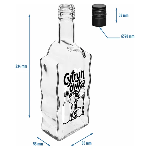 Bottiglia Klasztorna 500 ml con tappo e stampa “Cytrynówka” variante 1 - 5