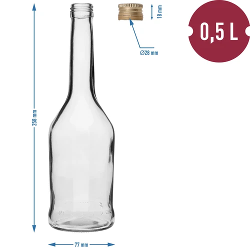 Bottiglia Napoleon 500 ml con tappo fi28, 6 pezzi - 7