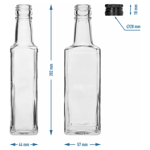 Bottiglia Receptura 250 ml, con tappo nero, 1 pz. - 6