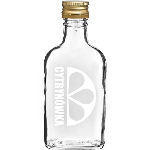 Bottiglia tipo fiaschetta 200 ml con tappo a vite e stampa "Cytrynówka" – design 2