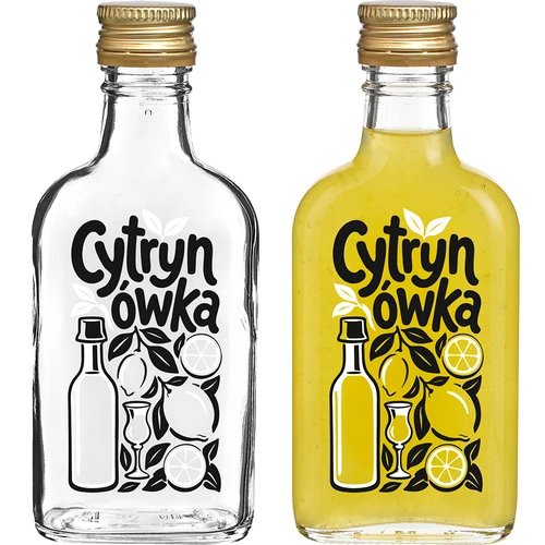 Bottiglia tipo fiaschetta 200 ml con tappo a vite e stampa «Cytrynówka» – modello 1 - 2