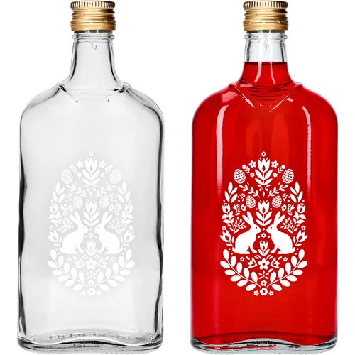 Bottiglia a fiaschetta 500 ml con tappo a vite, stampa «Pasqua», 1 pz.