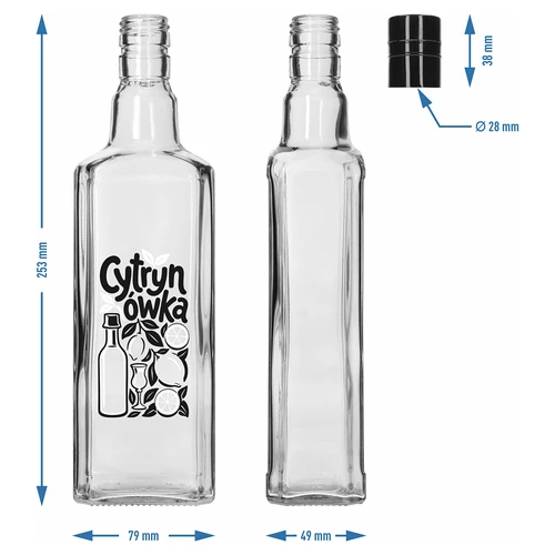 Bottiglia Tynktura 500 ml con stampa “Cytrynówka” e tappo a vite - 5