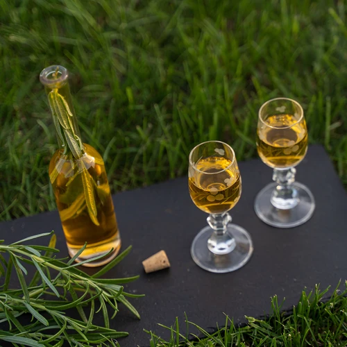 Bottiglie per liquore 200 ml, 6 pz + 6 tappi 23/18 - 9