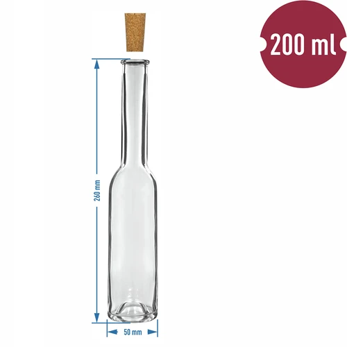 Bottiglie per liquore 200 ml, 6 pz + 6 tappi 23/18 - 7