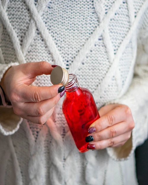Bottiglietta per liquori tipo fiaschetta 100 ml con tappo, confezione da 8 - 4