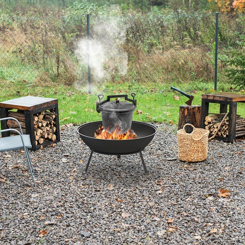 Braciere da giardino con griglia, Ø55 cm, rotondo, a ciotola - 11