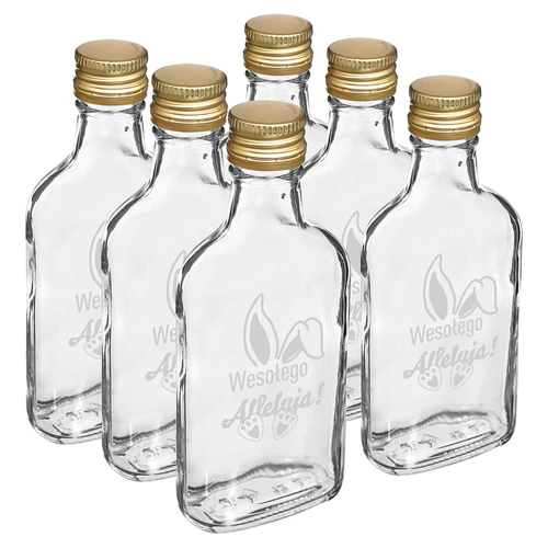 Butelka 200ml z zakrętką, nadruk USZY KRÓLIKA 6szt - 2