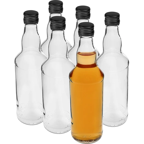 Butelka 500 ml na wódkę, z czarną zakrętką, 6szt. - 3