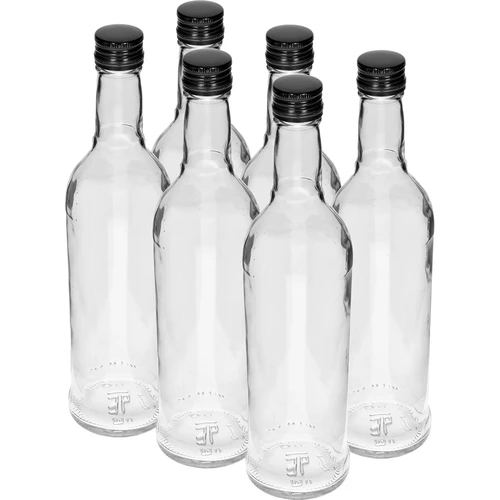 Butelka 500 ml slanciata, con tappo a vite nero, per vodka, 6 pz.