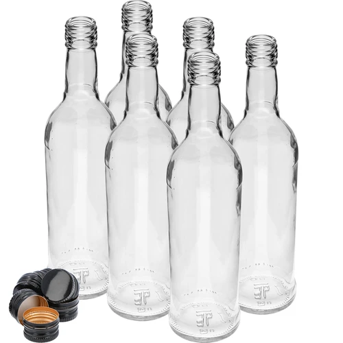Butelka 500 ml slanciata, con tappo a vite nero, per vodka, 6 pz. - 3