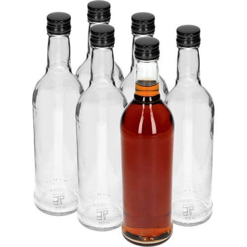Butelka 500 ml Smukła, z zakrętką czarną, na wódkę, 6 szt. - 2