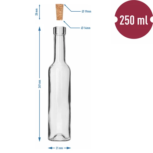Butelka BELISSIMO 250 ml, z naturalnym korkiem, 1szt. - 5
