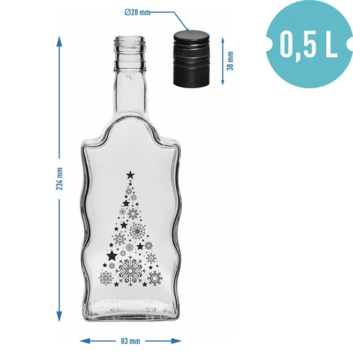 Butelka Klasztorna 500 ml z zakrętką, nadruk „Choinka", 1 szt. - 5