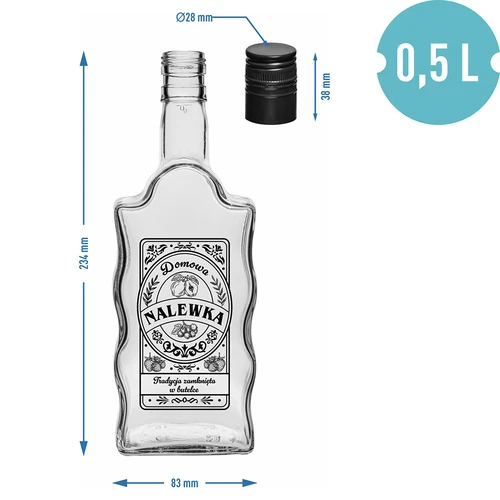 Butelka Klasztorna 500 ml z zakrętką, nadruk „Nalewka", 1 szt. - 5
