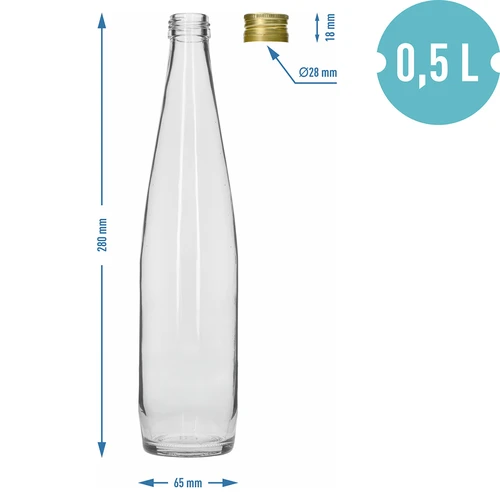 Butelka Klubowa 500 ml ze złotą zakrętką, zestaw 6 szt. - 7