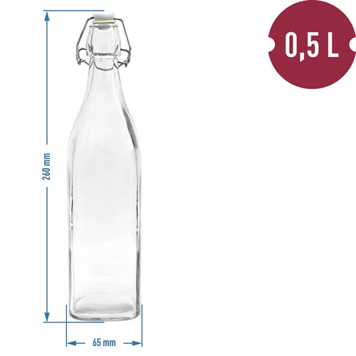 Butelka Kwadrat z hermetycznym zamknięciem 0,5 L - 2