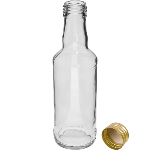 Butelka monopolowa 200 ml, ze złotą zakrętką fi 28, 1 szt. - 2