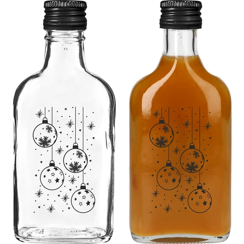 Butelka Piersiówka 200 ml z zakrętką, nadruk „Bombki", 1 szt. - 2