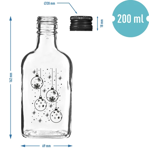 Butelka Piersiówka 200 ml z zakrętką, nadruk „Bombki", 1 szt. - 5