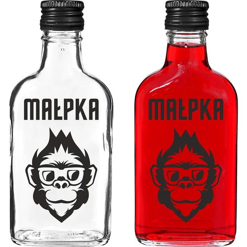 Butelka Piersiówka 200 ml z zakrętką, nadruk „Małpka”, 1 szt.