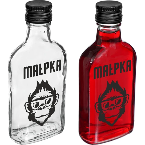 Butelka Piersiówka 200 ml z zakrętką, nadruk „Małpka”, 1 szt. - 2