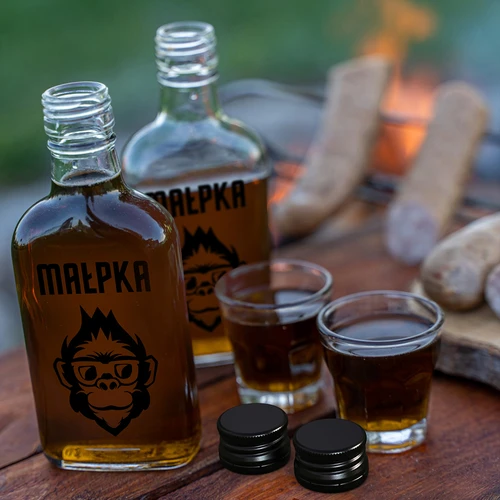 Butelka Piersiówka 200 ml z zakrętką, nadruk „Małpka”, 1 szt. - 6