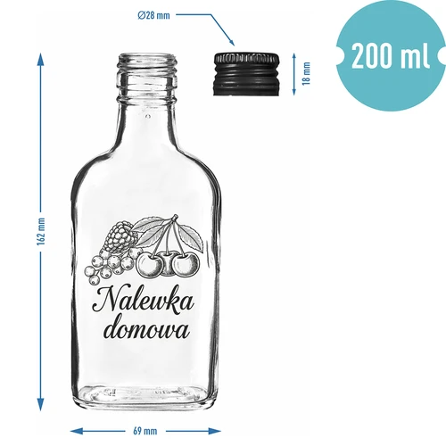 Butelka Piersiówka 200 ml z zakrętką, nadruk „Nalewka domowa”, 1 szt. - 4