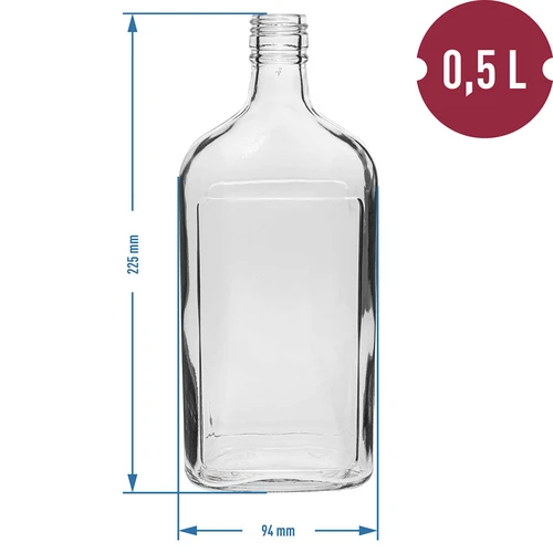Butelka Piersiówka 500 ml z zakrętką, 6 szt. - 11