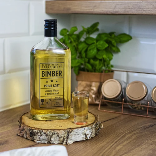 Butelka Piersiówka 500 ml z zakrętką, nadruk „Bimber PRL", 1 szt. - 6
