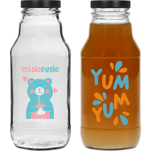 Butelka twist off 330 ml z zakrętką fi43 i kolorowym nadrukiem - 6 szt. - 5