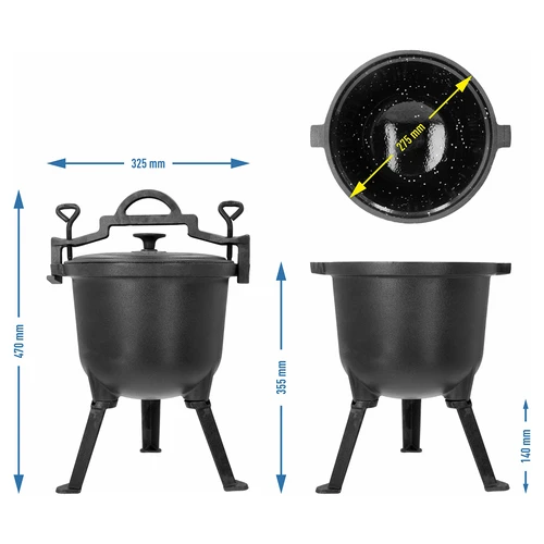 Calderone da cacciatore in ghisa con interno smaltato, 8 L - 5