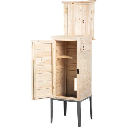 Camera affumicatrice in legno di abete rosso, 200L, con base in acciaio inox - 2