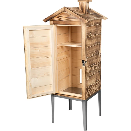 Camera d'affumicatura a legna - in legno di abete, 200L, con base in acciaio inox - 2