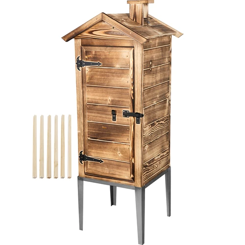 Camera di affumicatura a legna – in legno di abete, 200 L, con base in acciaio inox