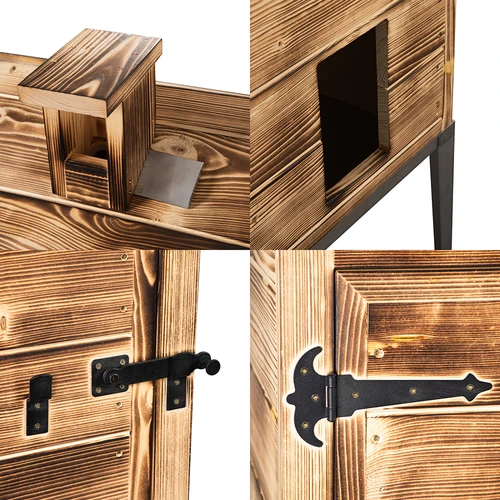 Camera di affumicatura a legna – in legno di abete, 200 L, con base in acciaio inox - 4