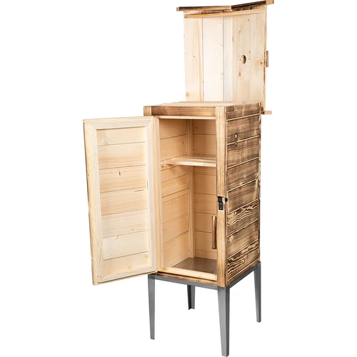 Camera di affumicatura a legna – in legno di abete, 200 L, con base in acciaio inox - 3