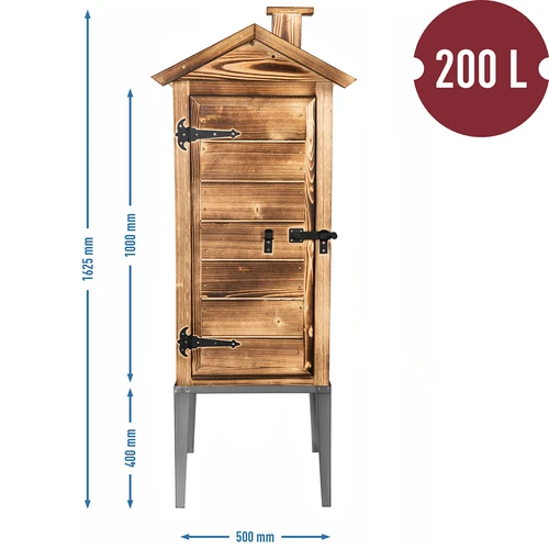 Camera di affumicatura a legna – in legno di abete, 200 L, con base in acciaio inox - 5