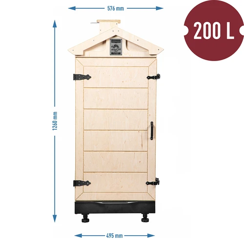 Camera di affumicatura da 200 L in compensato certificato, senza telaio, con ruote - 4