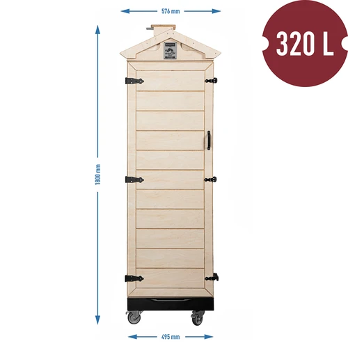 Camera di affumicatura in compensato certificato, senza telaio, 320L, con ruote - 4