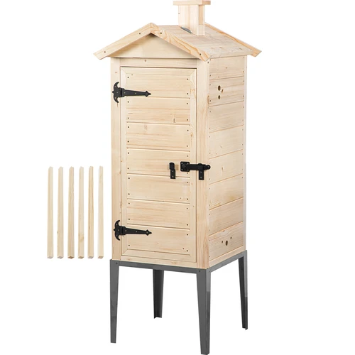 Camera di affumicatura in legno di abete, 200 L, con base in acciaio inox