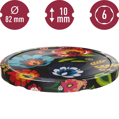 Capsula Twist-Off Ø82/6 Folk nera - 10 pezzi - 3